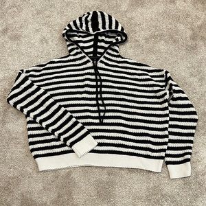 Sanctuary knit sweater, stripes with hood and long sleeves